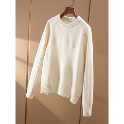 FF￥289 秒！春天家 法G慵懒点子纱100羊毛圆领长袖毛衣女15I3