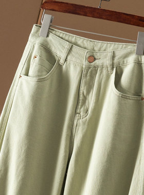 AA￥239秒！浅色更高级显瘦高腰镰刀锥形纯棉牛仔裤女春天家 14A8