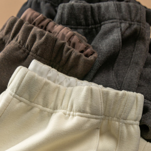 D50F0特 法G含羊毛醋酯松紧腰锥形直筒毛呢九分裤 H春上7号 通勤