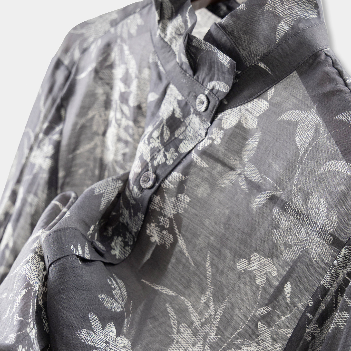 法柜100天丝立体压褶印花衬衫