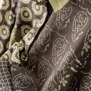 衬衫 法G设计拼色撞色印花宽松长袖 女75F2 高级民族风 H春上7号