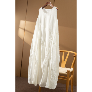 不规则褶皱无袖 ￥659 森系白月光 春天家 背心连衣裙女84A9 秒