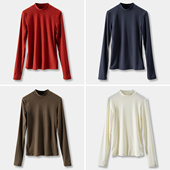 H春上7号 特 打底T恤女04J1 柔滑亲肤 法G软糯含羊绒半高领长袖