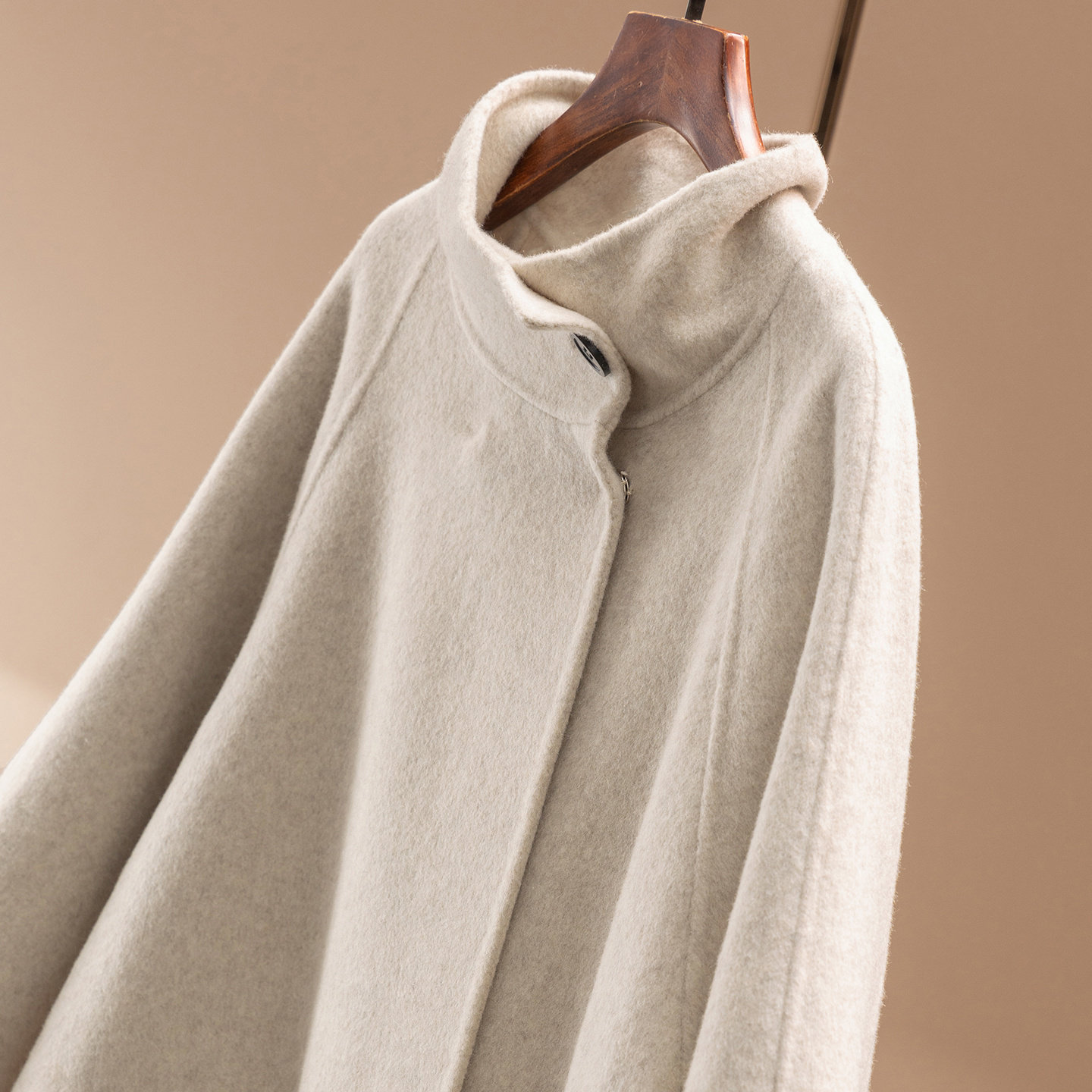 法柜100羊毛双面呢围裹长大衣