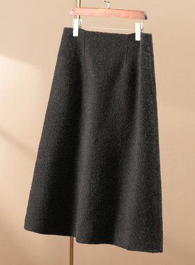 H春上7号 质感通勤！法柜高品质羊毛双面呢A字半身裙D女86E8 特