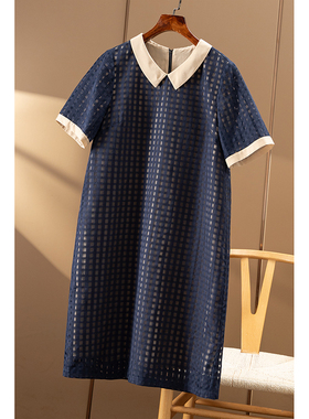 ￥349 秒！高阶真丝棉 通勤格纹撞色短袖连衣裙春天家女38B9 特