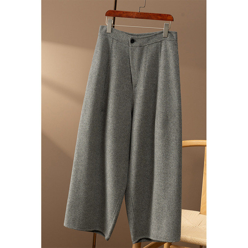 WW￥728 秒！春天家 法G双面呢100羊毛高腰九分阔腿奶奶裤女4U39,女装/女士精品,休闲裤,淘宝优惠券,粉丝福利购,淘宝优惠卷