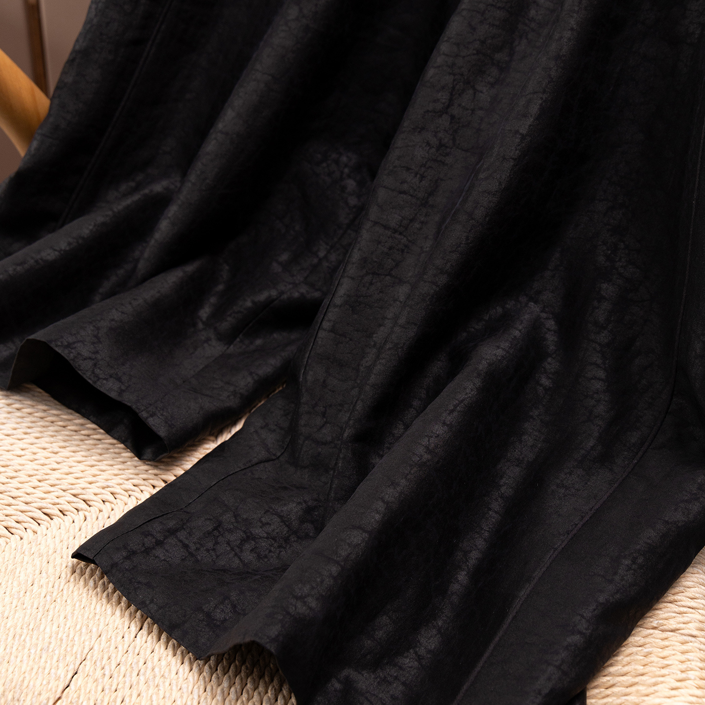 法G真丝香云纱高腰直筒九分棉裤