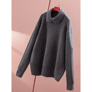 暖奢神仙色100羊毛长袖 ￥359 宝针 春天家元 翻领毛衣女6Y93 秒