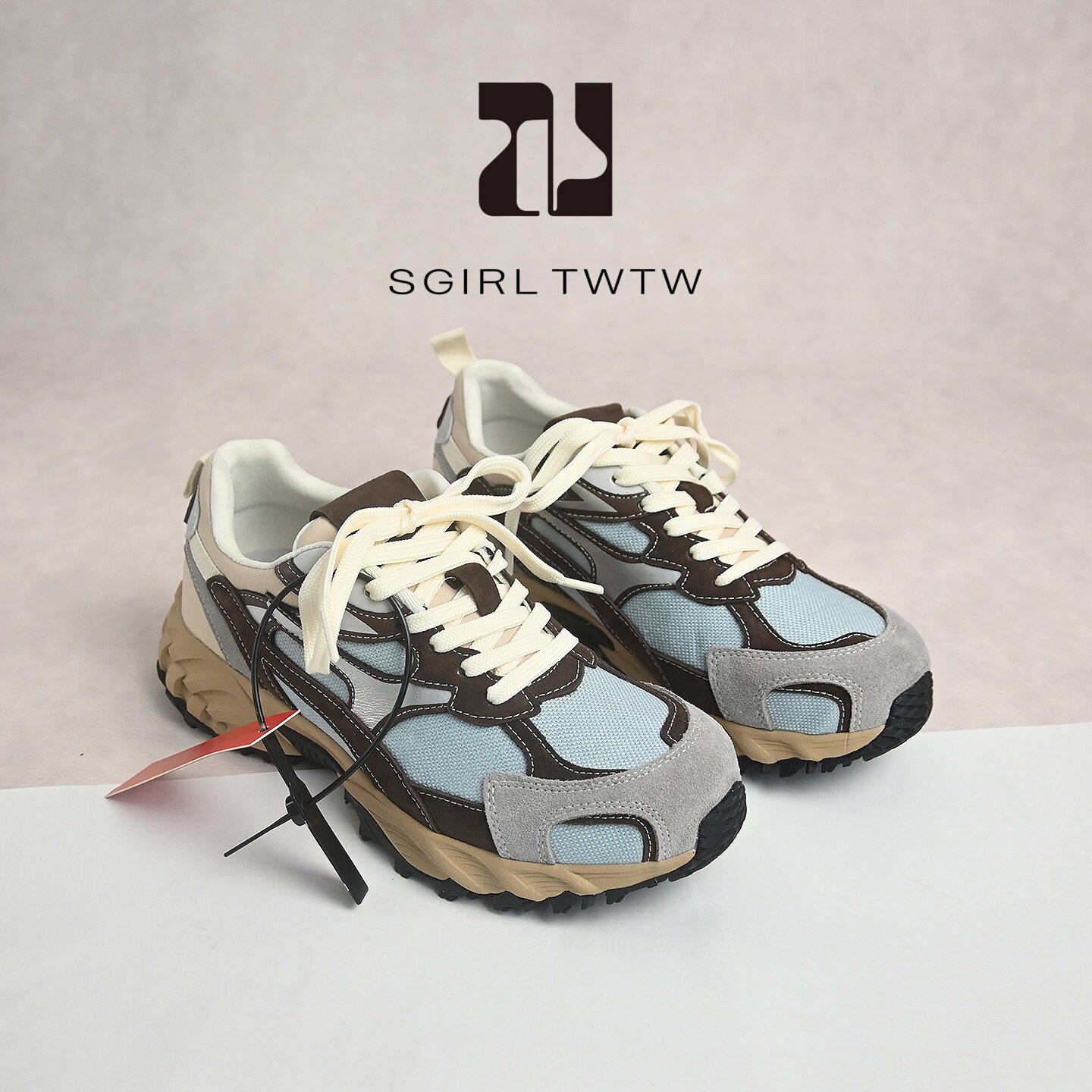 SGIRL TWTW复古拼色老爹鞋2025新款百搭透气休闲登山鞋阿甘鞋女款