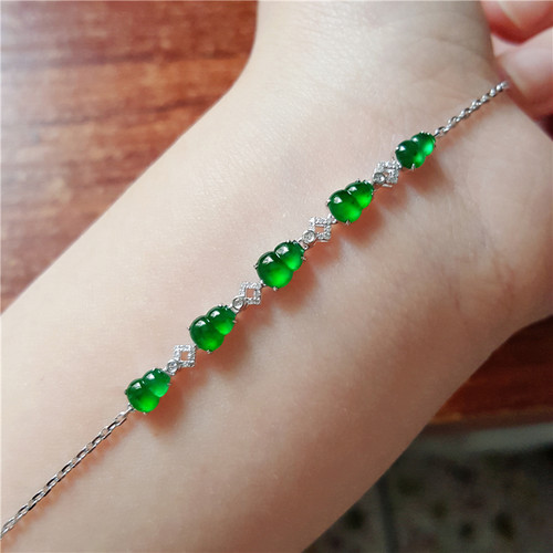 汉桑原创翡翠送礼18K金葫芦手链