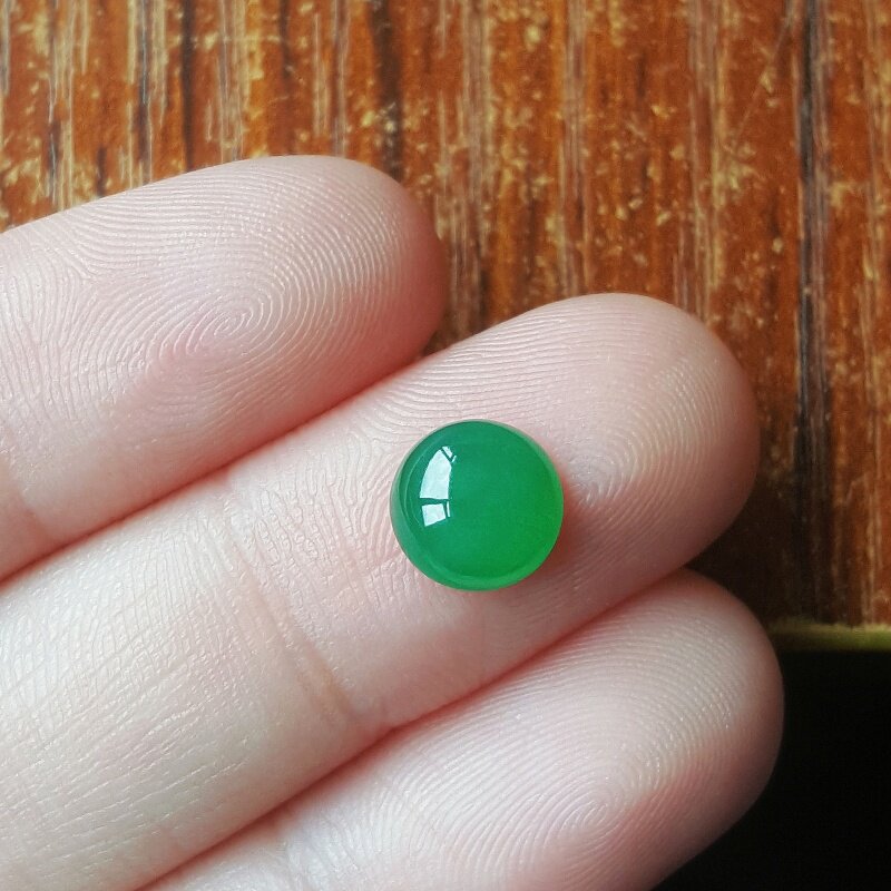 现货天然翡翠戒指冰种翡翠蛋面裸石老坑种辣阳绿蛋面翡翠戒面A货