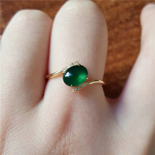 汉桑原创送礼蛋面冰种翡翠戒指