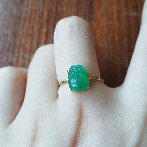 缅甸翡翠戒指冰种翡翠貔貅戒指