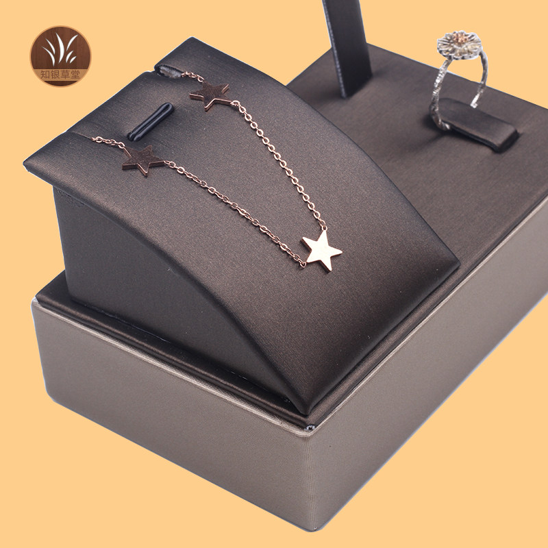 쥬얼리 디스플레이 소품 샴페인 브라운 작은 3 피스 창 디스플레이 링 펜던트 귀걸이 쥬얼리 디스플레이 스탠드