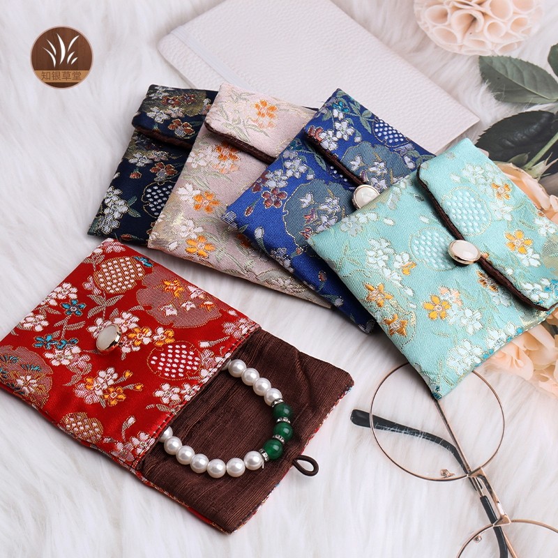 珠宝首饰包装袋礼品袋团花荷包袋文玩饰品收纳袋纽扣织锦袋子布艺