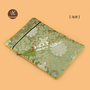 浅绿24*34拉链经书袋包经布经文袋首饰袋织锦缎收纳袋双层加厚