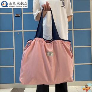 澡堂洗澡拎包装衣服大容量加厚抽绳手提布袋子时尚外出便携单肩