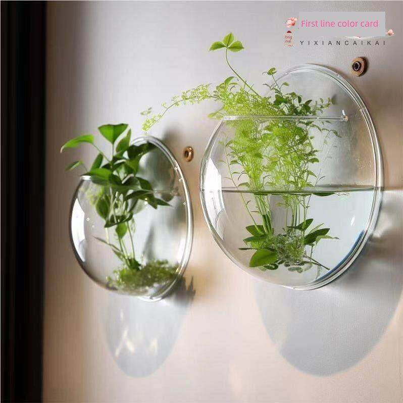壁挂式壁挂式透明花盆压克力墙水培花盆花瓶墙装饰客厅背景墙