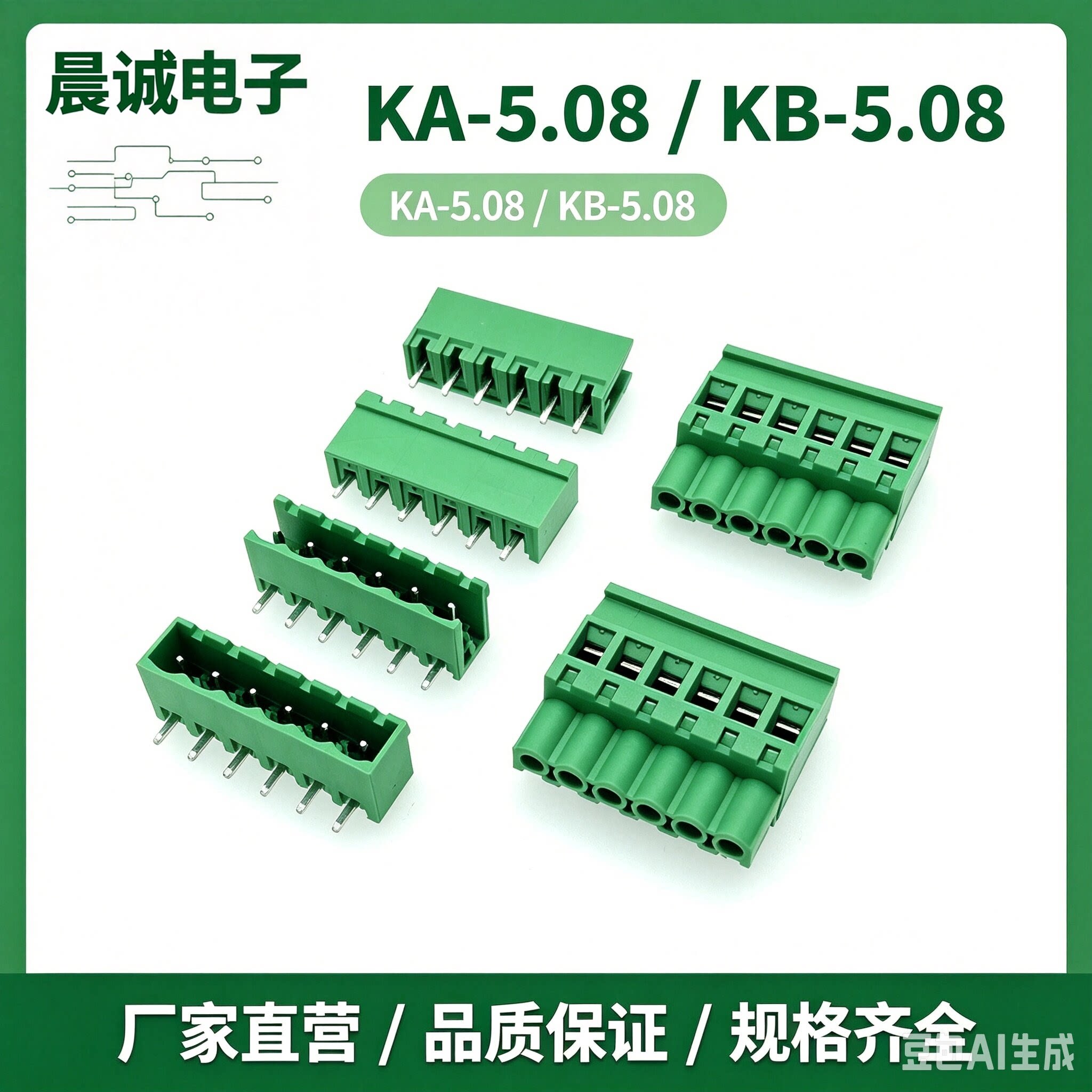 KF2EDGKA/KB/KAM/KBM-5.08插拔式接线端子直针弯针整套电路板焊接