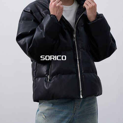 「SORICO」秋冬重磅PU仿真皮皮羽绒90白鸭绒男女同款羽绒服外套