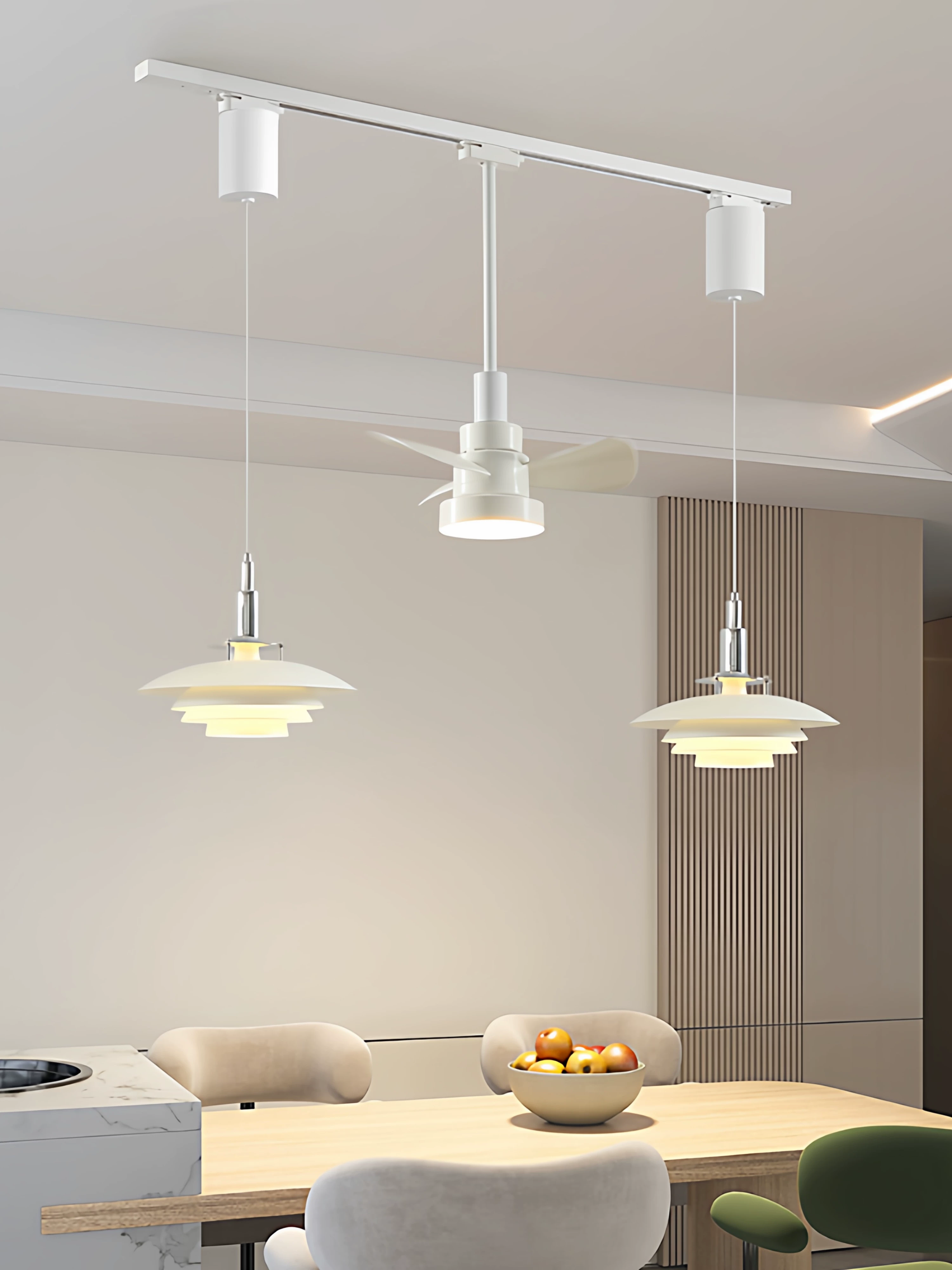 北欧餐厅吊灯可升降移位设计师现代简约餐桌岛台创意极简三头吊灯