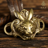 原创黄铜兔头鞋 杂良社原创 新款 扣吊坠卯兔十二生肖兔年挂