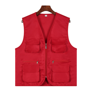 多口袋马甲定制logo小记者文化宫活动外套上衣男女童广告服装马夹