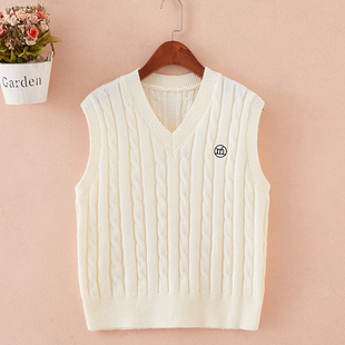 内搭背心外穿女秋冬短款坎肩无袖v领上衣外套修身学院风针织马甲