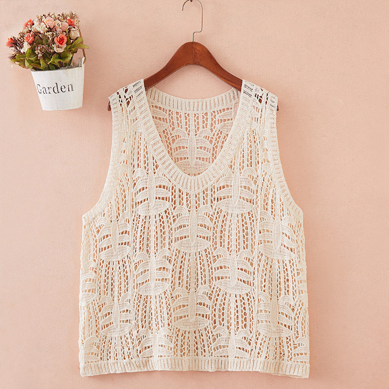 背心女外穿夏季宽松无袖上衣设计感大码胖mm显瘦镂空吊带针织马甲