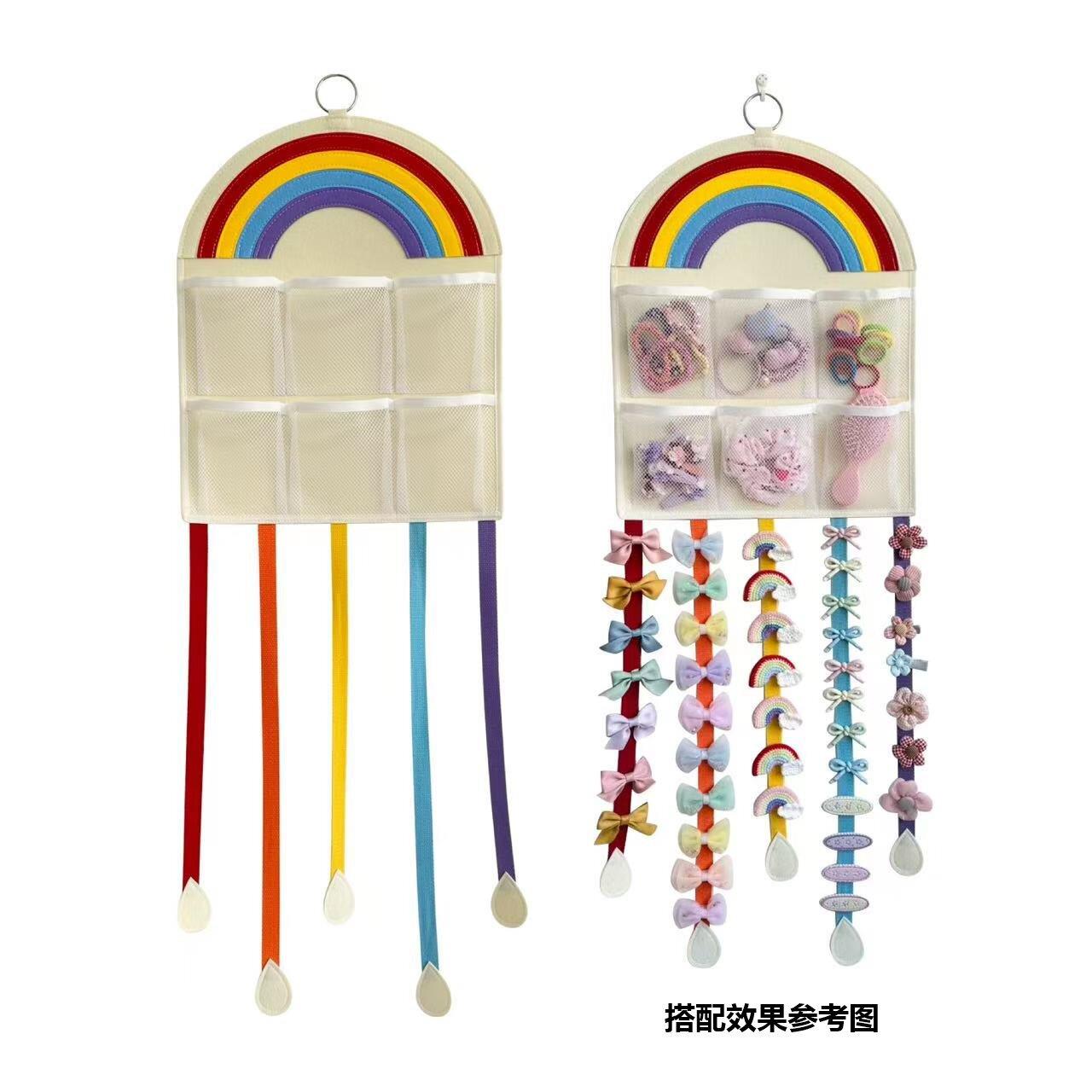儿童发饰收纳挂袋壁挂发卡发箍抓夹首饰架大容量毛毡发圈发夹神器