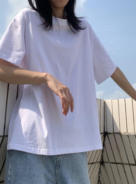 2024年夏装新款白色短袖t恤女夏宽松大码棉质衣服百搭打底衫ins潮