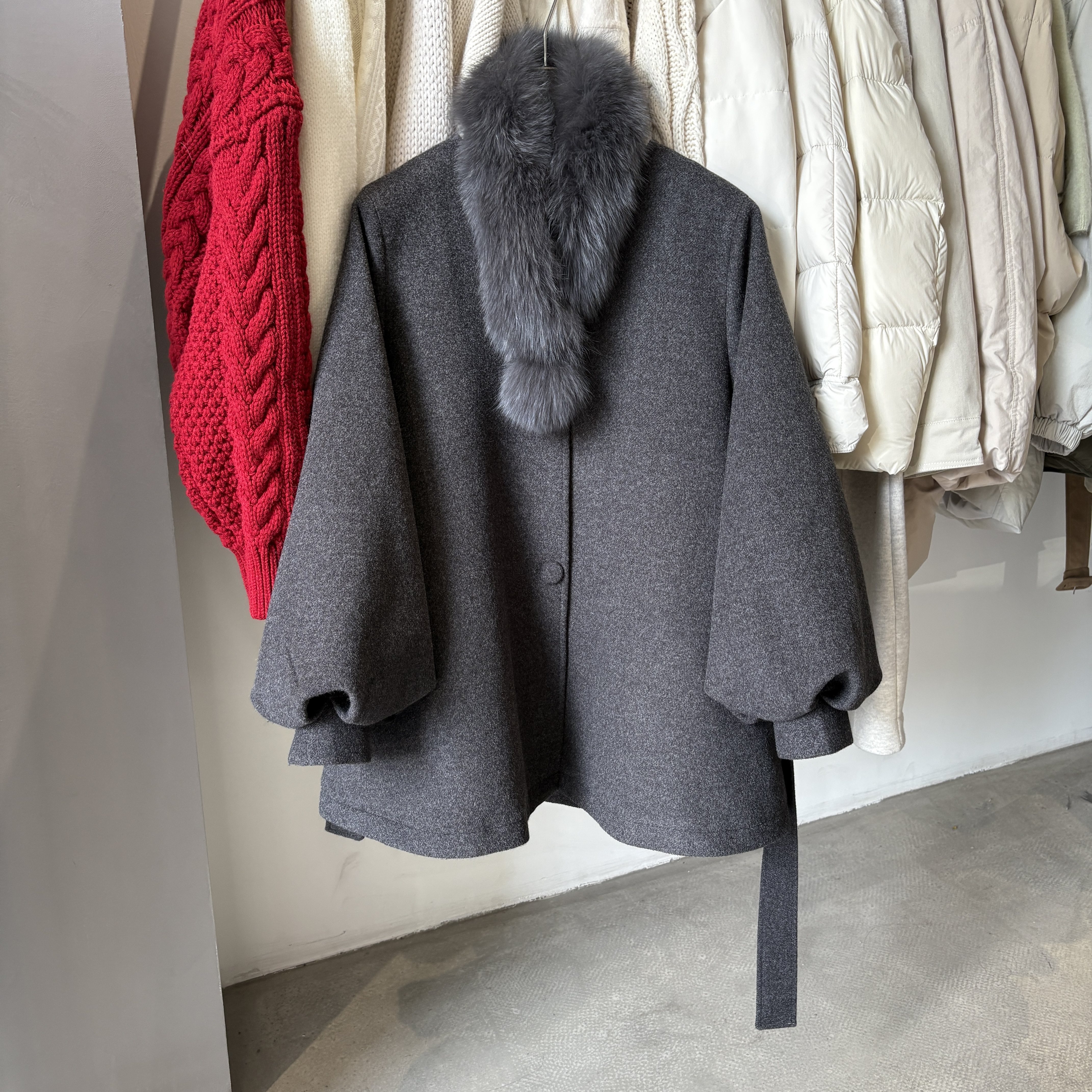 韩国东大门时尚百搭毛呢大衣外套