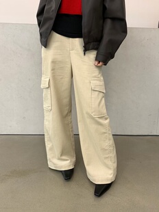 潮阔腿裤 欧洲站2025早秋新款 裤 小众百搭显瘦女休闲灯芯绒工装 时尚