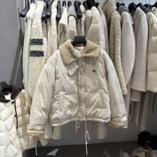夹克羽绒服保暖外套女 复古羊羔毛翻领短款 韩国东大门2025冬季 时尚