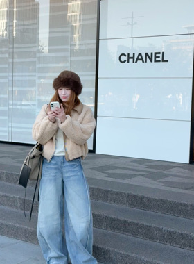 Lemon韩代 皮毛一体复古麂皮绒内胆棉羊毛短外套加绒宽松显瘦夹克