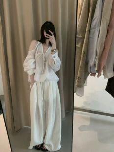 韩国东大门2026夏季新款黑标时尚简约设计感露肩衬衫女潮百搭上衣