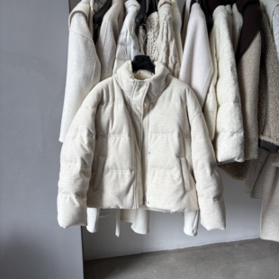 毛呢立领羽绒服拉链宽松显瘦90白鸭绒 时尚 韩国东大门2025冬季 新款