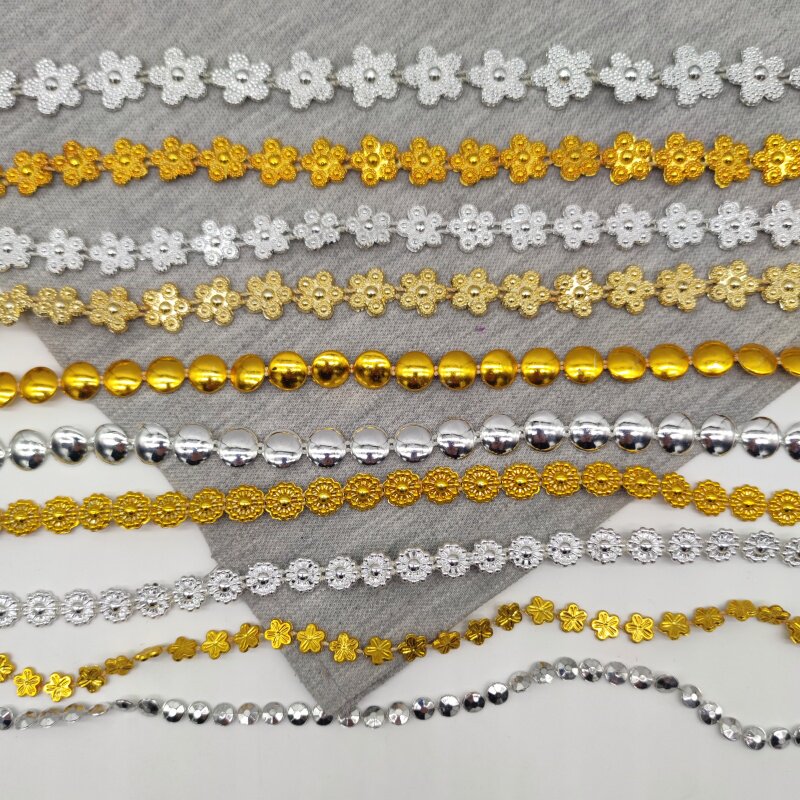 塑料连线珠电镀金色太阳花链秧歌手绢材料手工艺品舞蹈服装饰
