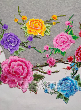 民族风刺绣烫花 民族特色服饰配件服装辅料DIY手工 紫色牡丹烫花