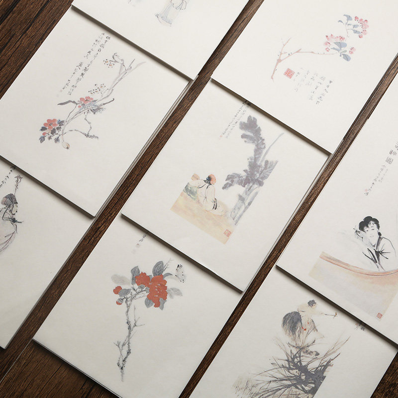 张大千古画水印信笺半生熟套色花草图案书法册页手札小品创作宣纸