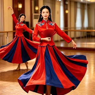 新款民族服装喜庆锣鼓舞台装中国风迎亲队女团秧歌舞蹈服广场舞服