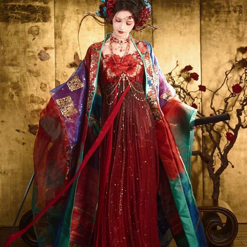 云间重工王母织金山泽妆花法门寺汉服吊带裙刺绣仙气诃子套装
