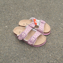 7.20孤品夏季女童PU面搭扣软木硬底拖鞋