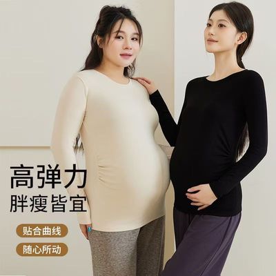 孕妇装打底衫秋冬内搭德绒保暖半高领新款冬季衣服百搭t恤上衣女