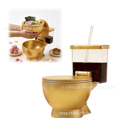 Novelty Toilet Shaped Ramen Bowl Set造型新颖的马桶拉面碗套装
