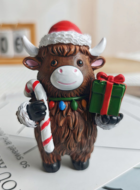 跨境新款圣诞节可爱呆萌高地牛家居礼物万圣节日氛围装饰树脂