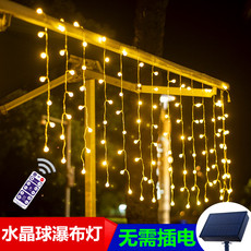 Световое украшение 太阳能小彩灯led瀑布灯串窗帘灯户外阳台花园庭院防水布置装饰灯
