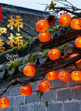 太阳能柿子灯串户外挂树上的小红灯笼庭院新年装饰灯彩灯氛围挂灯