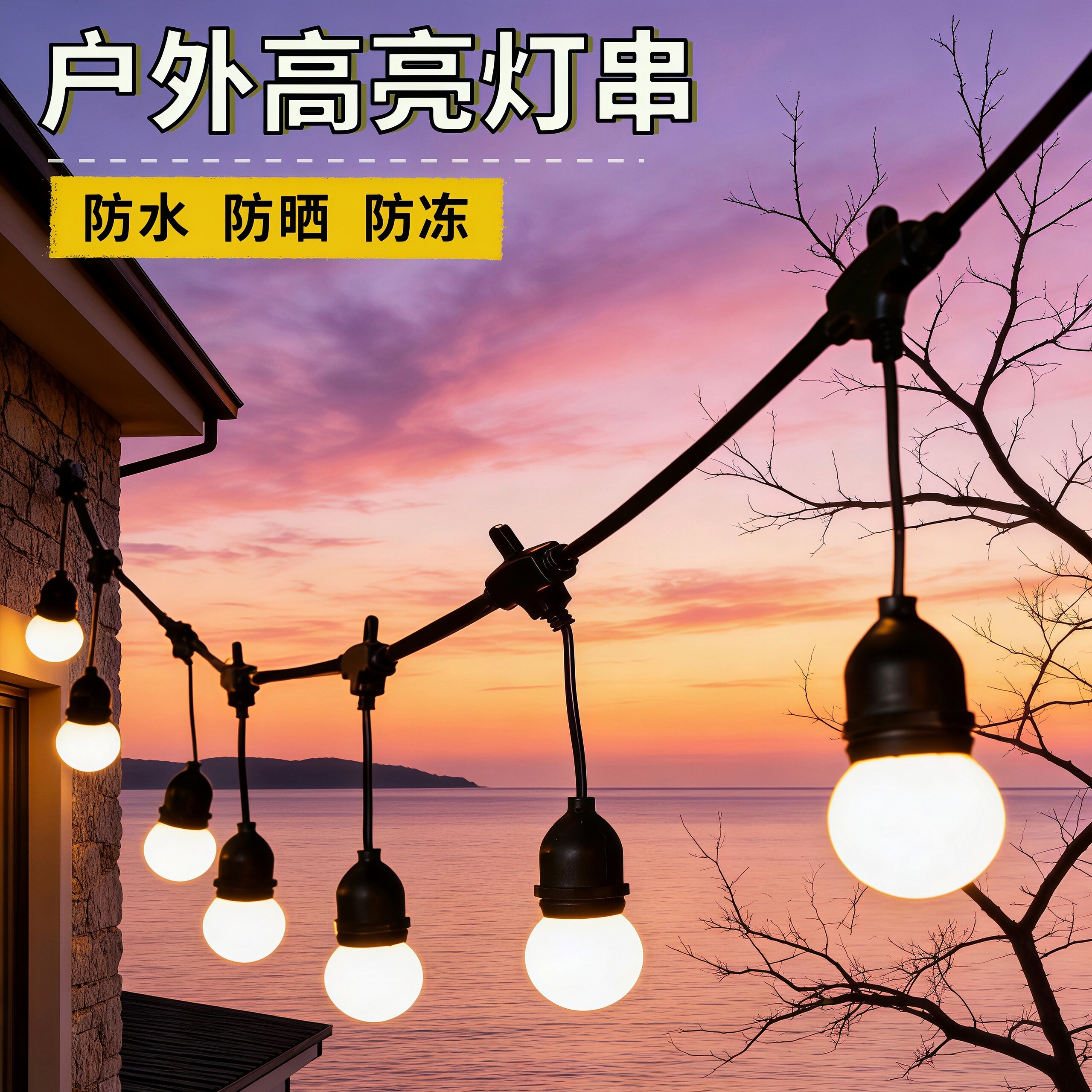 户外高亮灯串露营灯装饰灯氛围灯防水灯泡庭院阳台节日挂灯吊灯